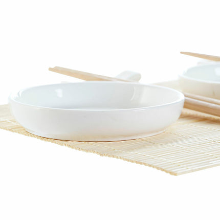 Sushi-Set DKD Home Decor 28,8 x 19,8 x 3 cm natürlich Weiß Steingut Orientalisch (28,8 x 19,8 x 3 cm)