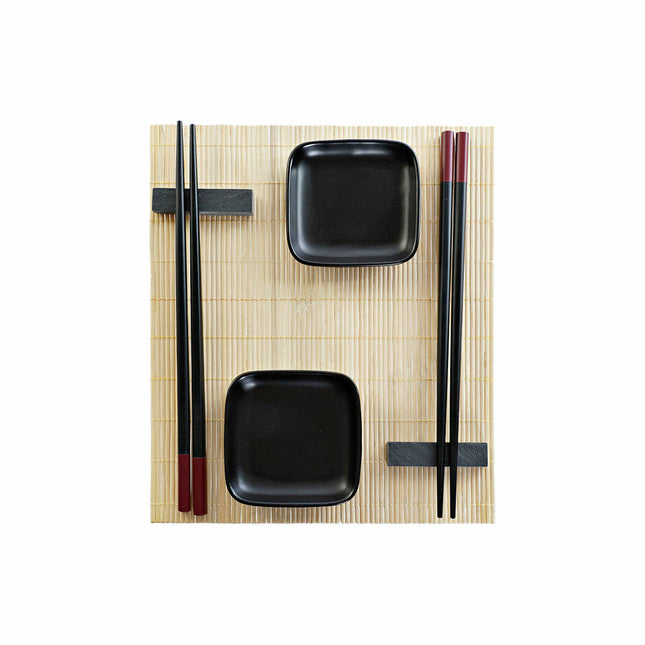 Sushi-Set DKD Home Decor 27,8 x 17,8 x 3 cm natürlich Schwarz Steingut Orientalisch (27,8 x 17,8 x 3 cm)