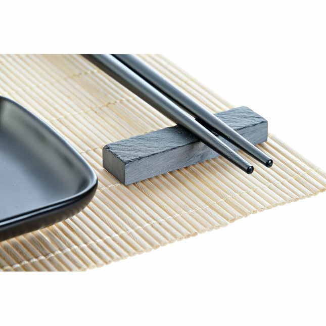 Sushi-Set DKD Home Decor 27,8 x 17,8 x 3 cm natürlich Schwarz Steingut Orientalisch (27,8 x 17,8 x 3 cm)