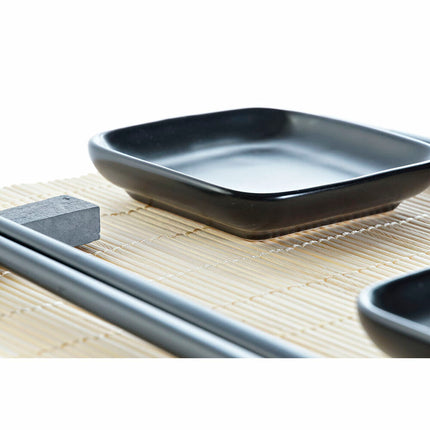 Sushi-Set DKD Home Decor 27,8 x 17,8 x 3 cm natürlich Schwarz Steingut Orientalisch (27,8 x 17,8 x 3 cm)