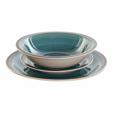 Geschirr DKD Home Decor 26,5 x 26,5 x 3 cm Blau Kunststoff Steingut 18 Stücke