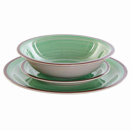 Geschirr DKD Home Decor 26,5 x 26,5 x 3 cm grün Kunststoff Steingut 18 Stücke