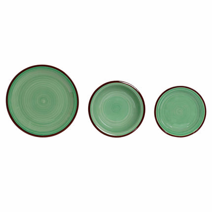 Geschirr DKD Home Decor 26,5 x 26,5 x 3 cm grün Kunststoff Steingut 18 Stücke