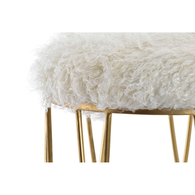 Hocker DKD Home Decor Gold Metall Weiß (91 x 40 x 46 cm)