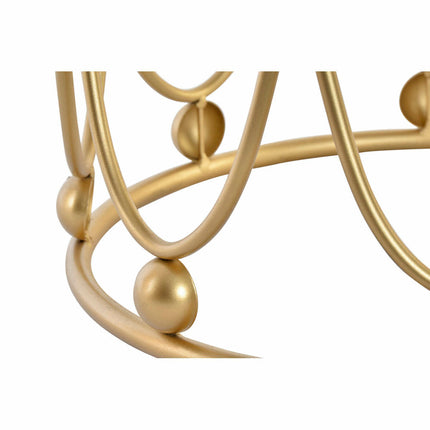 Fußstütze DKD Home Decor Gold Metall Weiß Mit Haar (40 x 40 x 46 cm)