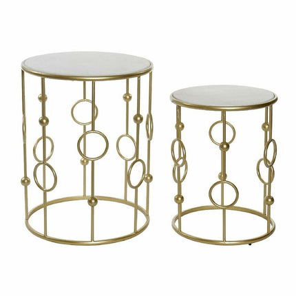 Beistelltisch DKD Home Decor Silberfarben Metall Marmor (37 x 37 x 50 cm) (46 x 46 x 60 cm) (2 pcs)