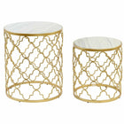 Beistelltisch DKD Home Decor Silberfarben Metall Weiß Marmor (48 x 48 x 57 cm) (2 pcs) (40 x 40 x 46 cm)