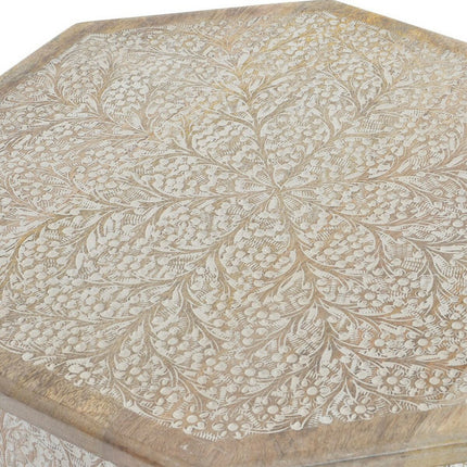 Beistelltisch DKD Home Decor 49 x 49 x 53,5 cm Holz Braun Weiß Kunststoff Bunt Mango-Holz