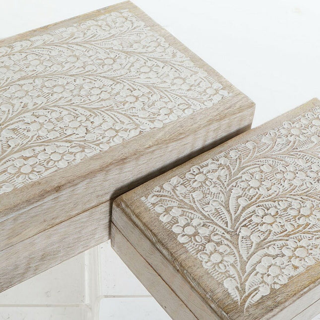 Set dekorativer Karten DKD Home Decor Mango-Holz 25 x 17 x 8 cm (2 Stück)