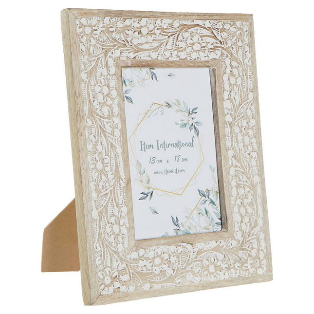 Fotorahmen DKD Home Decor 22,5 x 2 x 28 cm Braun Weiß Mango-Holz Indianer
