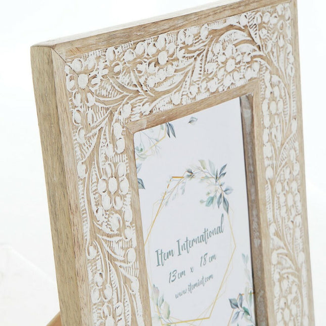 Fotorahmen DKD Home Decor 22,5 x 2 x 28 cm Braun Weiß Mango-Holz Indianer