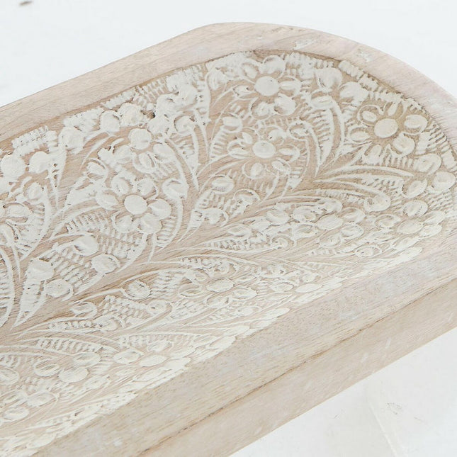 Tischdekoration DKD Home Decor 45,5 x 13,5 x 3,5 cm natürlich Braun Weiß Indianer Pflanzenblatt