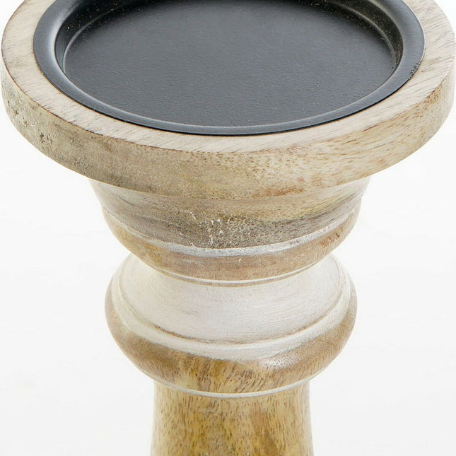 Kerzenleuchter DKD Home Decor 12,5 x 12,5 x 31 cm blumig Metall Braun Weiß Mango-Holz Indianer