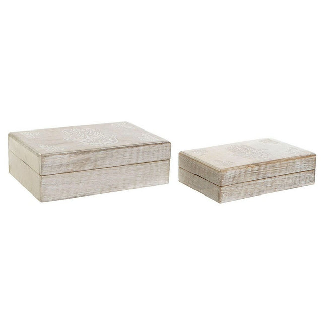 Set dekorativer Karten DKD Home Decor Mango-Holz 25 x 17 x 8 cm Decapé (2 Stück)