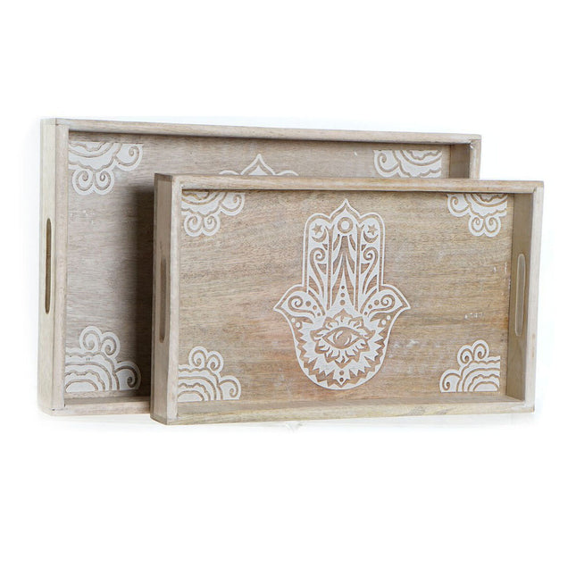 Tablettset DKD Home Decor S3021597 43,5 x 27 x 5,5 cm Braun Mango-Holz (2 Stück)