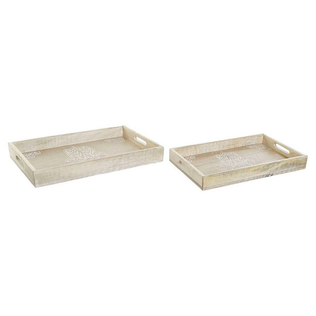 Tablettset DKD Home Decor S3021597 43,5 x 27 x 5,5 cm Braun Mango-Holz (2 Stück)