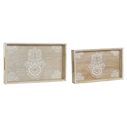 Tablettset DKD Home Decor S3021597 43,5 x 27 x 5,5 cm Braun Mango-Holz (2 Stück)