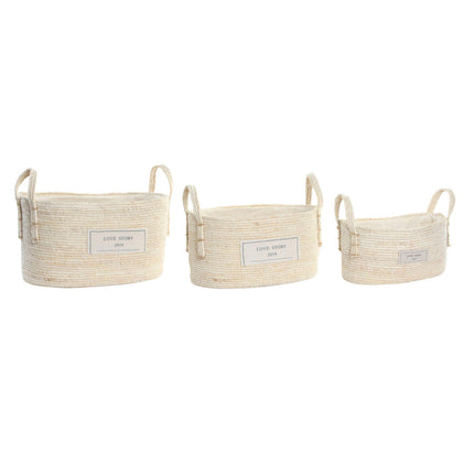 Korb-Set DKD Home Decor Baumwolle Faser (34 x 23 x 20 cm)