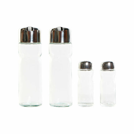 Gewürzset DKD Home Decor 10,5 x 10,5 x 20,5 cm Kristall Silberfarben Edelstahl