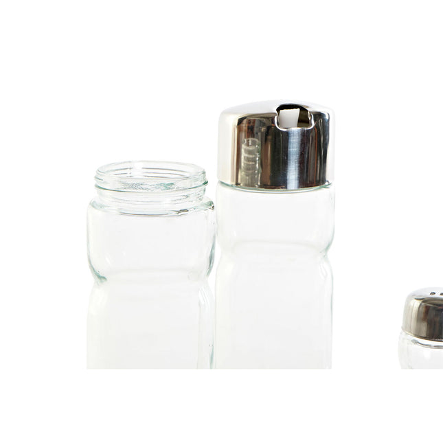 Gewürzset DKD Home Decor 10,5 x 10,5 x 20,5 cm Kristall Silberfarben Edelstahl