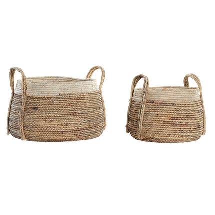 Korb-Set DKD Home Decor Tropical Naturfaser Binsen (40 x 40 x 29 cm)