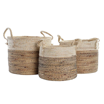 Korb-Set DKD Home Decor Braun natürlich zweifarbig Seegras Tropical 37 x 37 x 40 cm