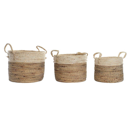 Korb-Set DKD Home Decor Braun natürlich zweifarbig Seegras Tropical 37 x 37 x 40 cm