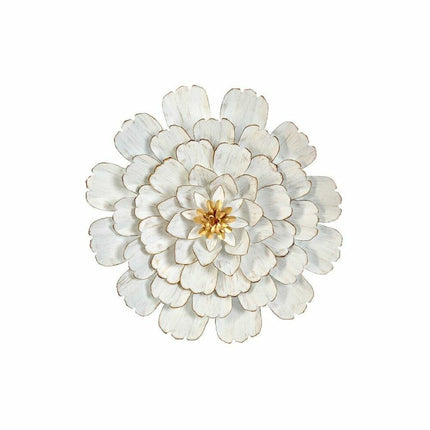Wanddekoration DKD Home Decor Blume Gold Metall Weiß (60 x 9 x 60 cm)