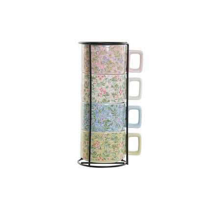 Satz von Kaffeetassen DKD Home Decor Blau Rosa Metall grün 260 ml Dolomite (4 Stücke)