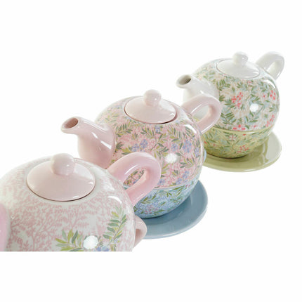 Teekanne DKD Home Decor Blau Rosa grün 750 ml Dolomite