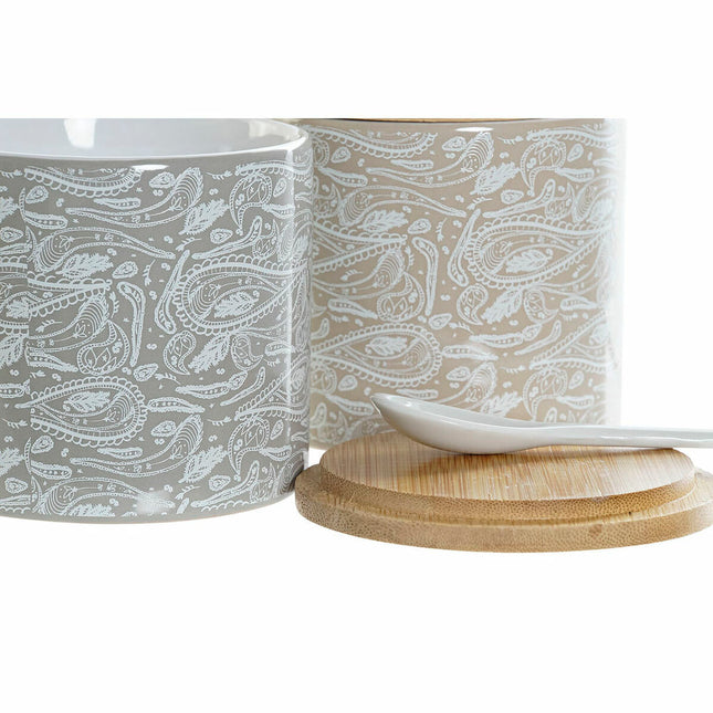 Zuckerdose DKD Home Decor natürlich Grau Beige Steingut 9,5 x 9,5 x 9,5 cm