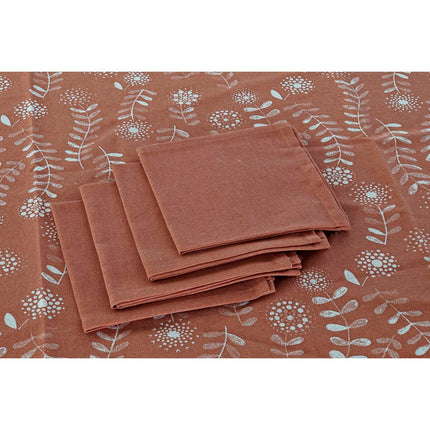 Tischdecke und Servietten DKD Home Decor 150 x 150 x 0,5 cm Terrakotta Weiß (2 Stück)