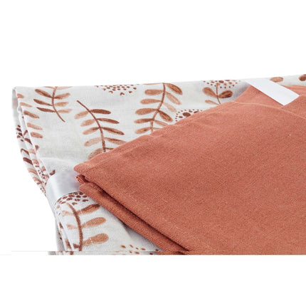 Tischdecke und Servietten DKD Home Decor 150 x 250 x 0,5 cm Terrakotta Weiß (2 Stück)