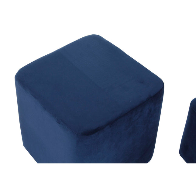 Fußstütze DKD Home Decor Polyester Holz Marineblau Hellrosa (2 pcs) (36 x 36 x 35 cm)