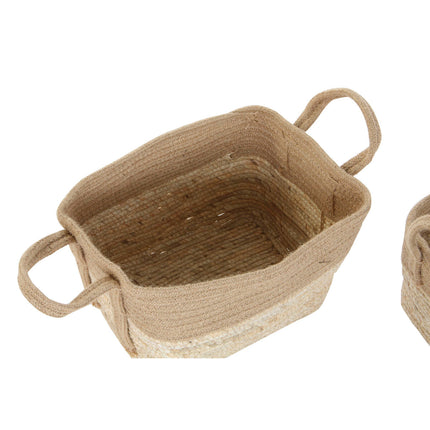 Korbsatz DKD Home Decor Jute Faser Cottage (3 pcs) (36 x 30 x 23 cm)