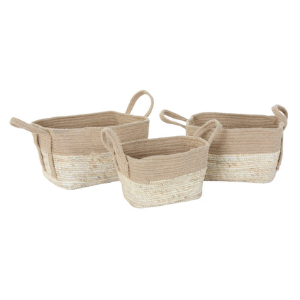 Korbsatz DKD Home Decor Jute Faser Cottage (3 pcs) (36 x 30 x 23 cm)
