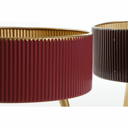 Blumentopf DKD Home Decor Gold Metall Granatrot Dunkelbraun 30 x 30 x 24 cm (2 Stück)