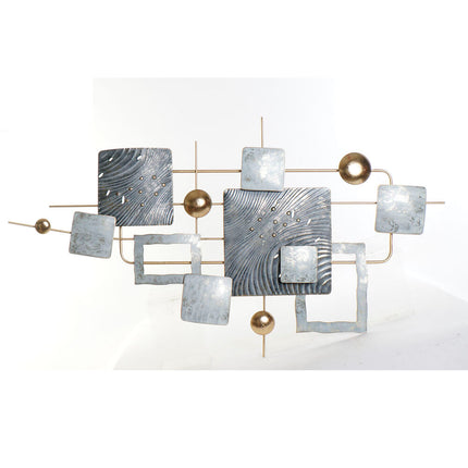 Wanddekoration DKD Home Decor Sixties abstrakt Gold Metall Himmelsblau (145 x 7 x 83 cm)