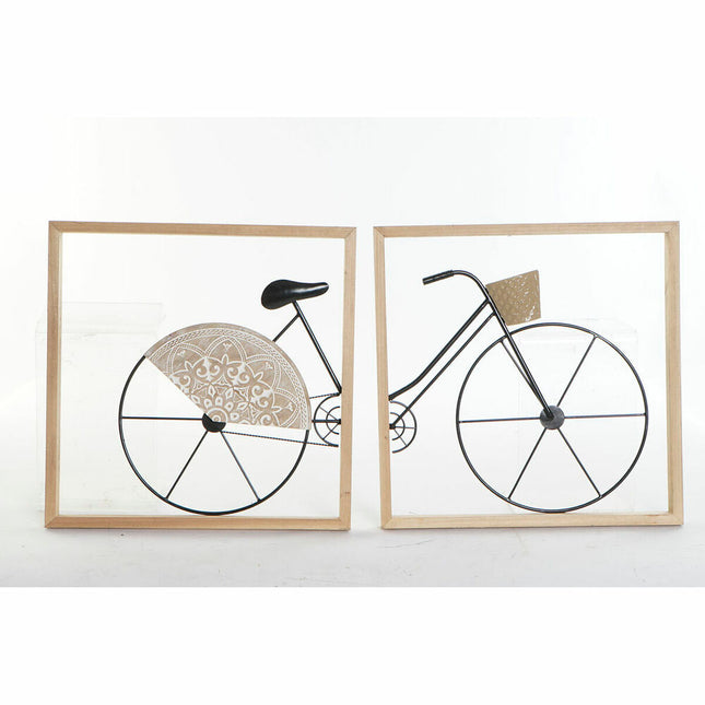Wanddekoration DKD Home Decor Schwarz Fahrrad Metall Holz MDF (80 x 2.5 x 40 cm) (2 pcs)