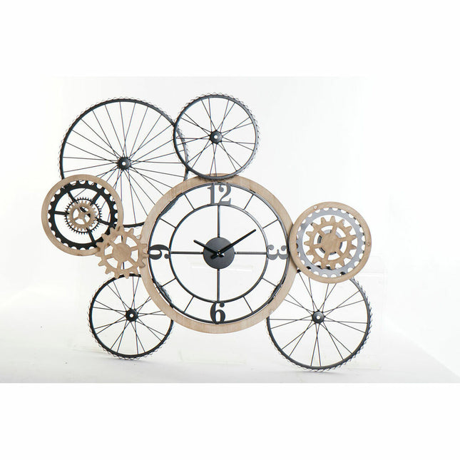 Wanduhr DKD Home Decor Schwarz Metall Radio Holz MDF (84.5 x 5 x 67.3 cm)