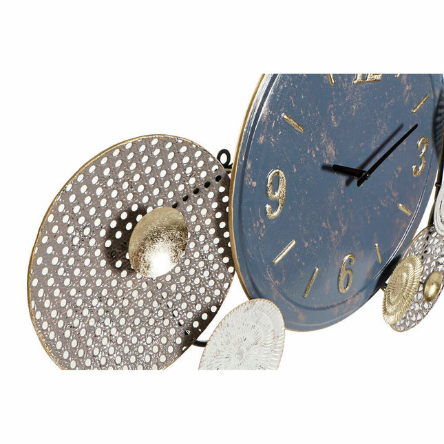 Wanduhr DKD Home Decor Grau Blau Gold Metall Weiß Moderne Kreise (95 x 7 x 47 cm)