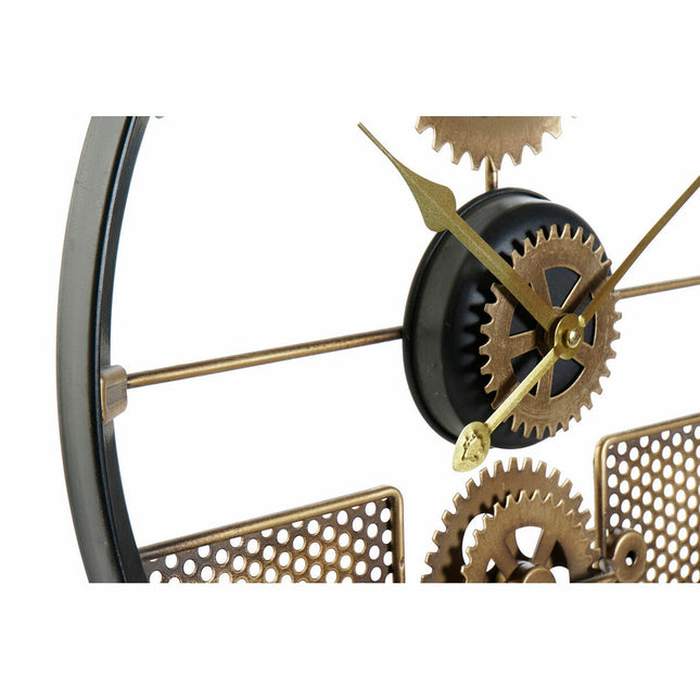 Wanduhr DKD Home Decor 40 x 5,5 x 40 cm Silberfarben Schwarz Gold Eisen Zahnräder (2 Stück)
