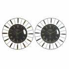 Wanduhr DKD Home Decor Kristall Silberfarben Schwarz Gold Eisen 70 x 7 x 70 cm (2 Stück)