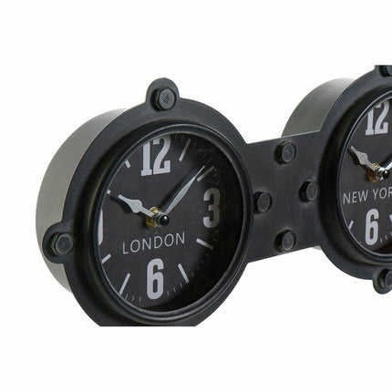Wanduhr DKD Home Decor Kristall Schwarz Eisen (58 x 6.5 x 18 cm)