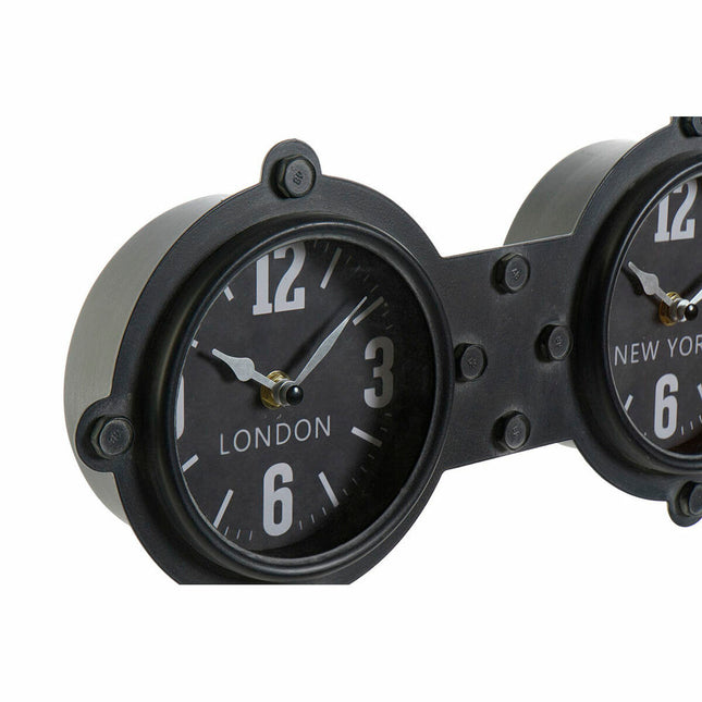 Wanduhr DKD Home Decor Kristall Schwarz Eisen (58 x 6.5 x 18 cm)