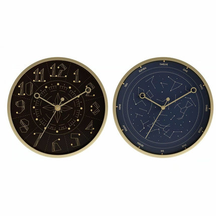 Wanduhr DKD Home Decor Schwarz Blau Aluminium 30 x 4 x 30 cm Moderne (2 Stück)