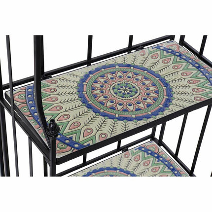 Regal DKD Home Decor Mosaik aus Keramik Schwarz Bunt schmiedeeisern 3 Regale (54 x 29 x 121 cm) (54 x 29 x 121 cm)