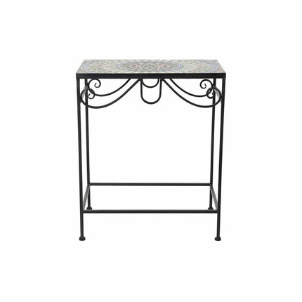 Satz mit 3 Tischen DKD Home Decor aus Keramik Schwarz Bunt schmiedeeisern (2 pcs) (48 x 30 x 58 cm)