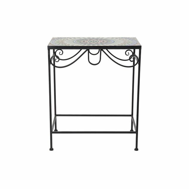 Satz mit 3 Tischen DKD Home Decor aus Keramik Schwarz Bunt schmiedeeisern (2 pcs) (48 x 30 x 58 cm)
