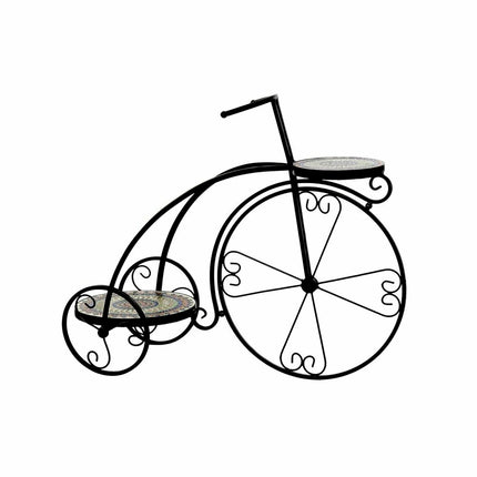 Blumentopf DKD Home Decor Fahrrad aus Keramik Mosaik Schwarz schmiedeeisern (70 x 28 x 57 cm)